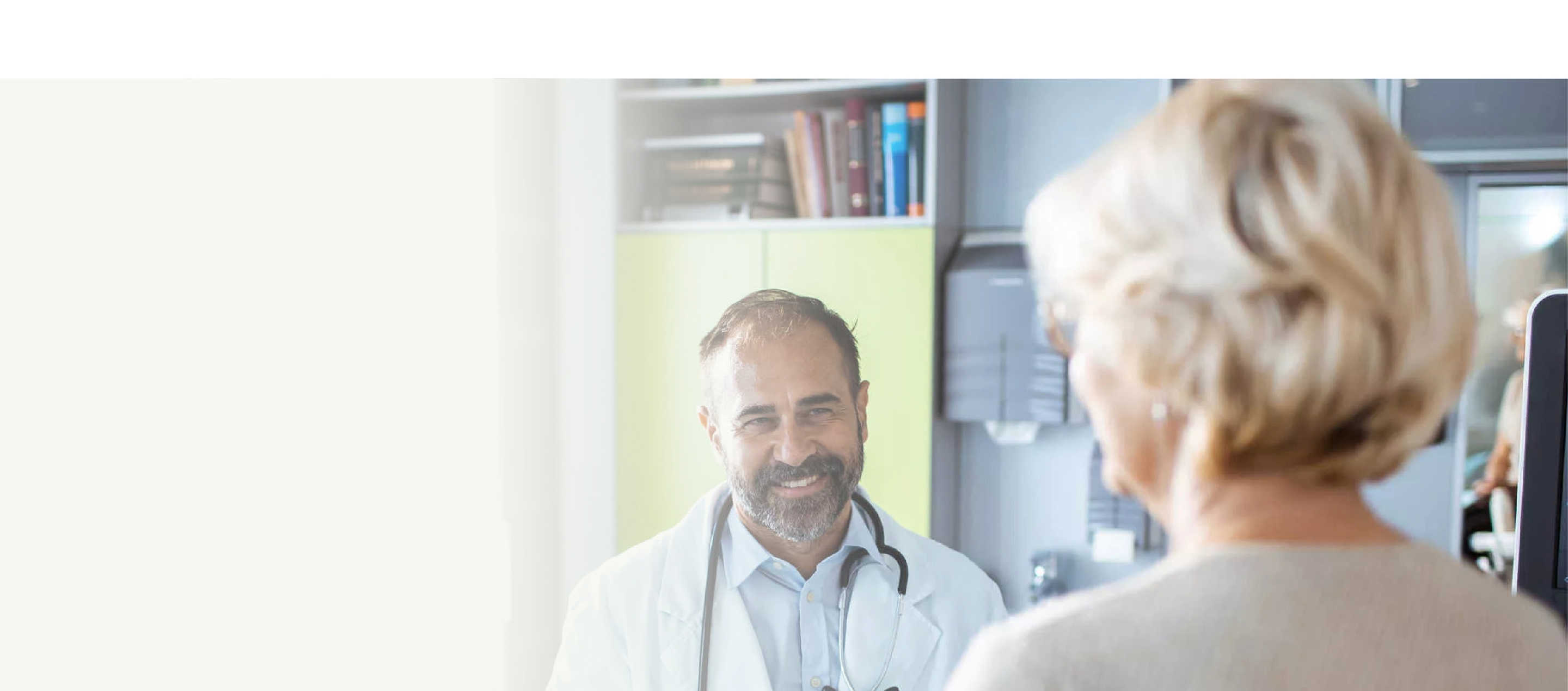 Appointments hero, image of doctor and patient