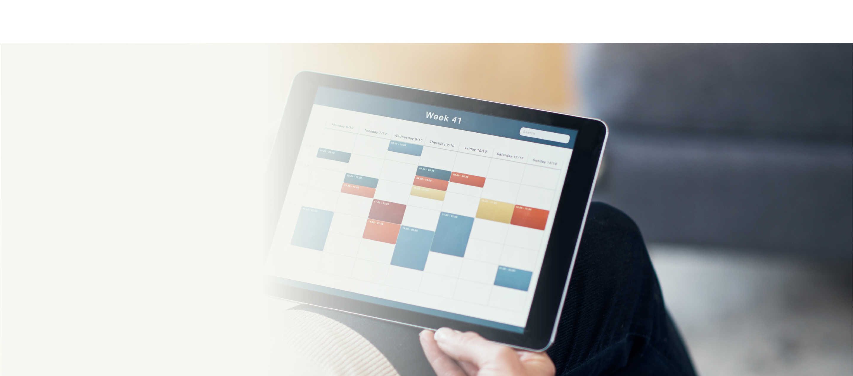 Appointments hero, image of tablet with calendar
