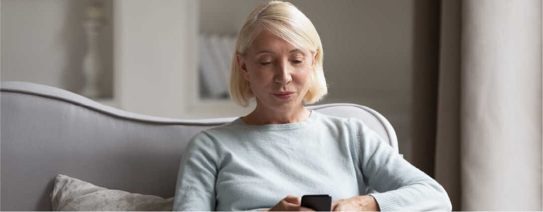 Resource banner image, woman on sofa